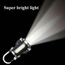 3-In-1 Rechargeable Emergency Power Bank Keychain Flashlight, Red/Blue Flashing, 500mAh USB-C Charging, Portable Emergency Light, IP65 Waterproof - Keychain Flashlight - View 4