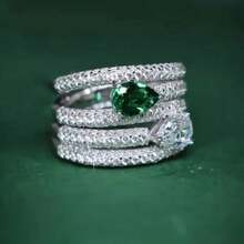 Women's Alloy Emerald Engagement Ring Pave Fashion Style For Engagement Fashion Jewelry Stackable Adjustable Comfort Fit Tarnish Resistant [T0993] - Bạc - Xem 1