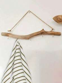 1pc Vintage Driftwood Wall Hook - 5 Hooks, Asymmetric Natural Shape, Rustic Floating Wooden Wall Mounted Hook For Hanging Keys, Kitchen Storage, Bathroom Decor, Ideal For Autumn And Back To School Season, Jewelry Organizer, Home Decor, Household Essential, Great Gift For Women, Men, Mother, Father, Grandparents - Multicolor - View 4