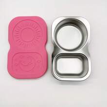 1 paquete de 304 tazas de salsa de acero inoxidable con 2 compartimentos y tapa de silicona, recipiente reutilizable de 2 compartimentos para aperitivos, juego de recipientes para aliños, recipiente pequeño de 2 compartimentos para condimentos con tapa de silicona, adecuado para aliños de ensalada - Multicolor - Ver 15