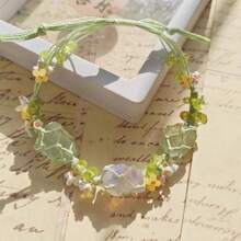 Lucky Four-Leaf Clover Green Handmade Woven Bracelet, Star Pastoral Style Forest Bracelet, Summer All-Match Hand Rope - 6701 - View 11