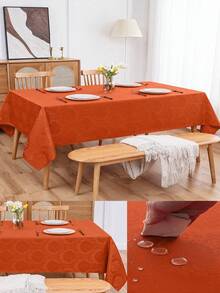 1pc Splash-Proof Rectangular Multi-Size Jacquard Tablecloth, Pattern Luxury Texture Exquisite Jacquard Tablecloth, Washable Polyester Decorative Tablecloth, Suitable For Various Dining Occasions, Holidays Or Formal Events - Burnt Orange - View 4