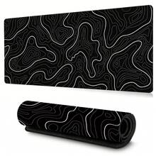 Black & White Striped Extra Large Mouse Pad, Gaming Desk Mat, Big Keyboard Pad, Washable, Rubber Non-Slip Bottom, Stitched Edge, Gift Mouse Pad, Desk Protector, Study Pad, Multiple Sizes Available, Computer Keyboard Mat, Laptop Pad - View 1