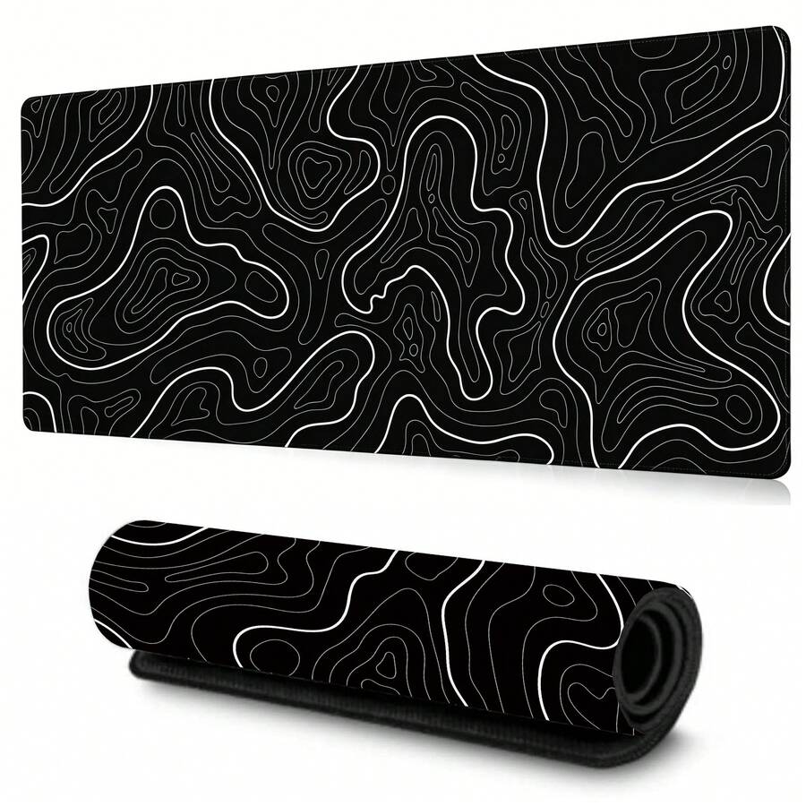 Black & White Striped Extra Large Mouse Pad, Gaming Desk Mat, Big Keyboard Pad, Washable, Rubber Non-Slip Bottom, Stitched Edge, Gift Mouse Pad, Desk Protector, Study Pad, Multiple Sizes Available, Computer Keyboard Mat, Laptop Pad - View 1