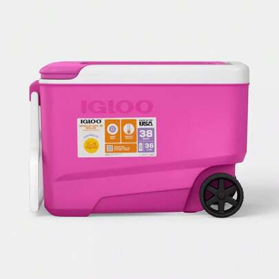 Wheelie 53 Cans/38qt Rolling Cooler - Pink Fizz