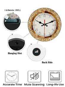 Đồng hồ treo tường thạch anh 2D phẳng, kiểu dáng tối giản, chạy êm ái, mặt kính pha lê vàng sang trọng với chữ số La Mã, kích thước 10/12 inch. Thiết kế tròn thời trang và bền bỉ, phù hợp cho gia đình và văn phòng. - 1PC - Xem 7