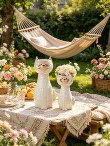 1 pieza Jarrón suave con forma de gato, jarrón con gato de textura martillada, adecuado para la decoración del escritorio del hogar, crea un ambiente hermoso para tu espacio - gato siamés - Ver 5