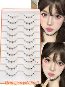 10 cặp lông mi dài, 6mm cho lông mi dưới - màu đen - Xem 6