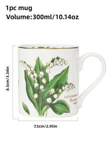 1 pieza Taza pequeña de porcelana de hueso fina de 300ml, diseño de flores, lirio del valle con borde dorado, diseño azul, diseño de amapola, diseño de petunias, diseño de lavanda para elegir, uso diario normal. - Multicolor - Ver 14