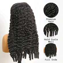 bling hair Burmese Curly Wig Human Hair Pre Plucked 13x6 Lace Front Wigs Human Hair For Women 200 Density Curly Lace Frontal Wig With Spiral End Curly Wig For Beginner Friendly Natural Color 26 Inch - Natural Black - Xem 3
