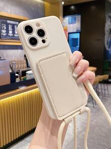 1 pièce Porte-cartes en lin mode + protecteur d'objectif bord droit antichoc, élégant et convenant aux hommes et aux femmes, un choix idéal pour les passionnés de mode, étui de téléphone minimaliste et élégant compatible avec Apple/Galaxy, Honor - Blanc - Voir 5