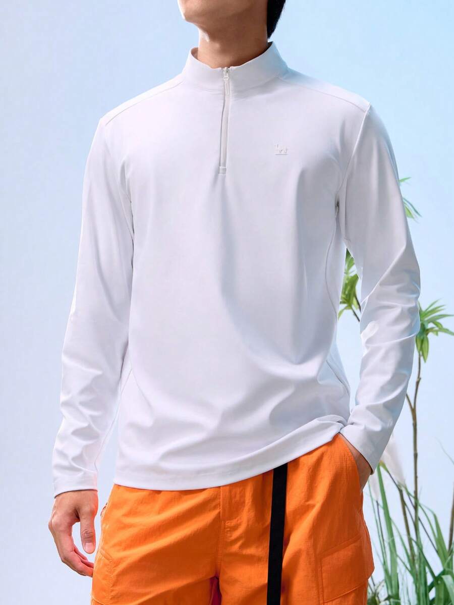 CAMEL CROWN Áo thun nam ngoài trời nhanh khô, mỏng nhẹ mùa hè, thoáng khí, thấm hút mồ hôi, mát mẻ, chống nắng, cổ tròn, tay dài. - Trắng vô tận - Xem 1