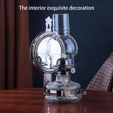 amanigo 1pc Dual Use Wall Mounted & Tabletop Vintage Kerosene Lamp, Glass Hurricane Oil Lantern With Back Mirror Adjustable Wick, Retro Decor Light For Bathroom Corridor Farmhouse Wedding Gift - 1PC - View 13
