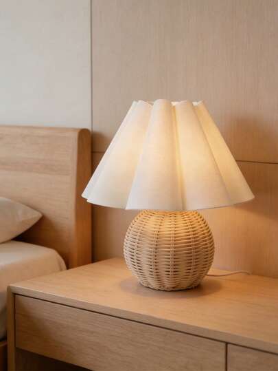 1 stuk handgeweven tafellamp, USB-voeding, Zuidoost-Aziatische kunststijl, moderne retro, creatieve, hoogwaardige decoratieve lamp, geschikt voor slaapkamer, bureau en woonkamer.