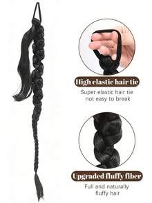 时尚环绕式假发马尾辫，高温丝假发马尾辫，扭辫，拳击辫，合成假发发圈橡皮筋发绳 - 彩色 - 查看 3