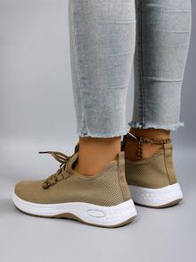 Giày thể thao nữ mùa xuân mới, thoáng khí, thoải mái, chống trơn trượt, nhẹ, kiểu dáng slip-on, thích hợp làm quà tặng Ngày của Mẹ. - Màu Mù tạt vàng - Xem 4