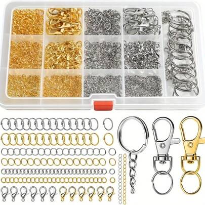 QIAO 265 piezas/Set Kit de fabricación de llaveros DIY, incluye gancho para llavero, mosquetón, anillo para llaves y anillo de salto, suministros para hacer llaveros y joyas