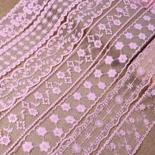 3碼/捲 粉色刺繡蕾絲飾邊 3.8cm 無彈性織帶，適用於衣領、袖口、下擺、腰帶DIY，婚紗/晚禮服/髮飾頭飾製作，家居裝飾枕套手帕製作配件 - 粉紅色 - 查看 6