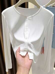Cárdigan de protección solar de color liso para mujer, prenda de abrigo de verano, vestido lencero, chal, prenda de abrigo para habitaciones con aire acondicionado, camisa de seda helada, abrigo versátil. - Blanco - Ver 4