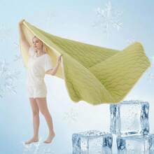 1pc Cooling Blanket, Modern Floral & Botanical Pattern Quilted Throw, Lightweight Breathable Fabric, Designed For Heat-Sensitive, Large Size Cooling Blanket, Silky Soft, Quick Moisture Wicking, Suitable For Home & Travel, All Season - Olive Green - View 2