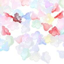 100颗哑光亚克力花珠，星形铃铛花隔珠，适用于DIY珠宝制作、手链发夹等工艺品制作 - 彩色 - 查看 4