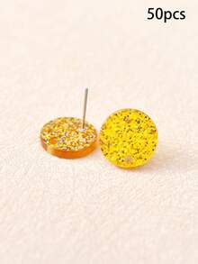 50pcs 14mm Earring Studs Acrylic Earring Posts, Fashion Jewelry DIY Earring Making Accessories - Solid Color Circle - View 17