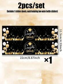 40/20/10 piezas/Set Etiquetas para botellas de agua para fiesta de graduación, Pegatinas para botellas de agua de felicitaciones, Diseños de birretes de graduación, Adecuado para decoración de temporada de graduación, Fiesta de graduación, Ceremonia de graduación, Decoración del hogar y regalos de graduación - Talla única - Ver 14