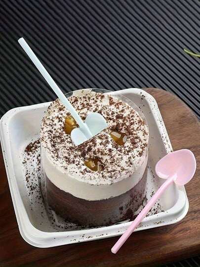 100 piezas/paquete Cucharas de postre de plástico grueso con forma de corazón, resistentes al calor, adecuadas para helado, pastel, mousse, pudín, yogur y otros postres, vajilla práctica para hornear en casa, tiendas de leche y té y tiendas de postres
