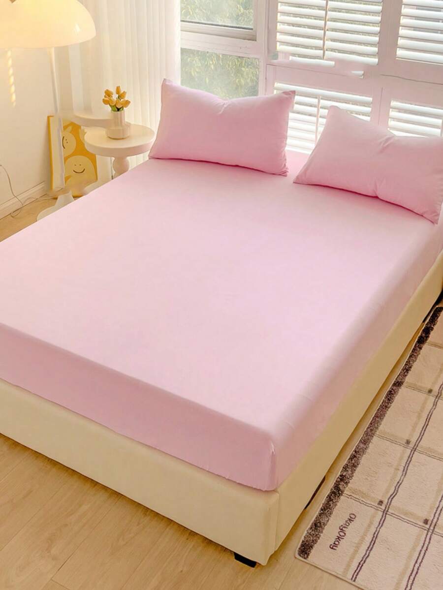 Camel Brushed Soft & Comfortable 3 PiecesBed Sheet Set - Baby Pink - View 1