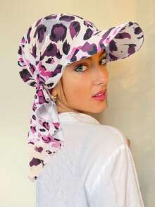 1件新款豹纹防晒头巾帽，女士透气速干弯檐帽 - 印花 - 查看 15