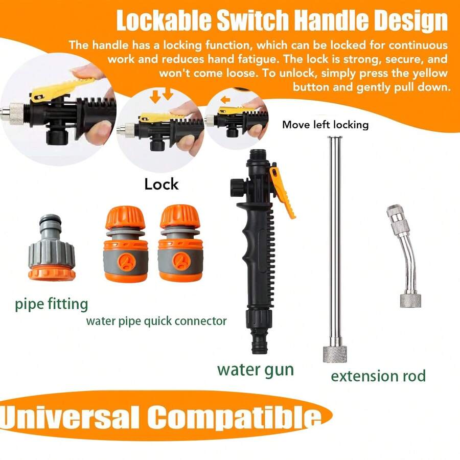 Cán telescopic siêu dài, phù hợp với mọi loại vòi tưới vườn, dụng cụ tưới tiêu làm vườn.