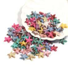 120Pcs Tie-Dye Starfish Acrylic Beads, Mixed Color Gradient Star Shape Loose Beads For DIY Jewelry Making, Ocean Style Crafts - Multicolor - View 5