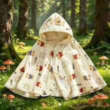 Kids Hooded Cloak Bathrobe, Soft Absorbent All-Season Poncho Style Baby Bathrobe - Multicolor - View 15