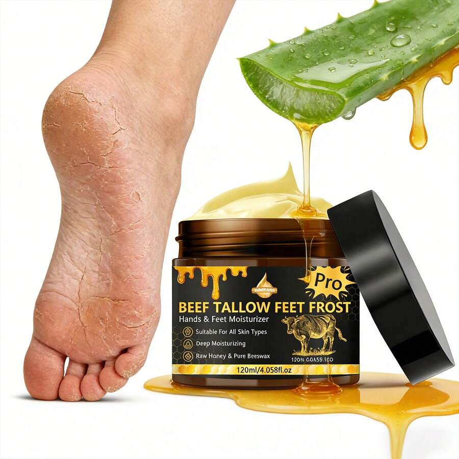 SUMIFANG 120ml Honey Foot Cream, Rich In Vitamin E, Bee Venom And Aloe Vera. It Helps To Repair Rough Dead Skin. Daily Foot Care Cream That Can Deeply Moisturize And Repair Dry And Cracked Heels.