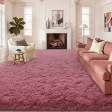 Fluffy Modern Area Rugs For Living Room Bedroom,Plush High Pile Purple Rug For Kids Girls Room Nursery Home Decor, Upgrade Non-Slip Girls Bedroom Soft Indoor Rug - 臉紅 - 查看 4