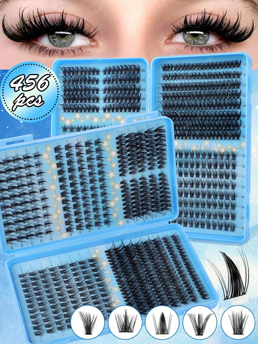 456片D型卷翘混合款DIY假睫毛,大容量,适合居家DIY,自然柔软,适合新手,分段式设计,打造浓密逼真的眼妆,大容量睫毛盒内含多种混合款假睫毛,可重复使用,方便旅行、通勤和快速化妆,适合新手,也是送给女性的礼物。 - D - 查看 1