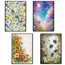 1pc/4pcs 5D DIY Special Shape Diamond Art Painting Notebook, Bee, Daisy, Sunflower & Butterfly Floral Pattern Creative Faux Leather Cover Sketchbook Diamond Art Painting Kit, Mosaic A5 Diary Notebook Sketchpad Art Supplies, Unique Handmade Craft Gift Set Suitable For Graduation And Birthday Gifts Diamond Painting Kit - View 2