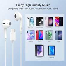 Auriculares blancos sencillos, compatibles con Lightning para iPhone: con micrófono incorporado y control de volumen. ¡Excelentes para llamadas y música! - Para-C - Ver 2