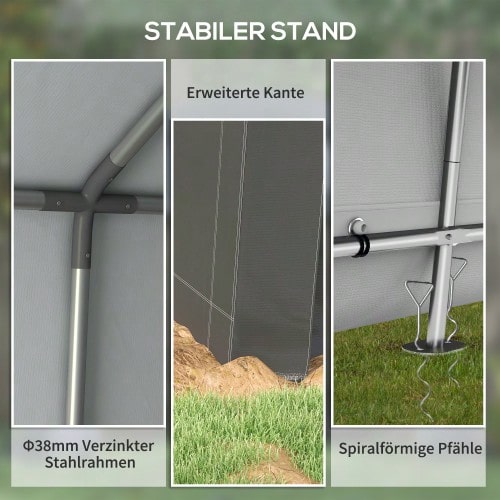 Garage-Style Tent, 2.1 X 3.6 X 2.35 M, With UV Protection, Zippered Door, And Water-Repellent Coating. Ideal For Motorcycles And Gardening Tools. Dark Gray. - Dark Gray - View 2