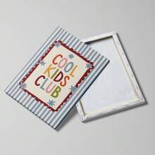 1pc Unframed/Framed Cool Kids Club Kindergarten Canvas Poster, Cute Blue Striped Colorful Slogan Wall Art Print, Minimalist Nursery Kids Room Decor Suitable For Playroom, Children's Room, Bedroom, Modern Home Decor - Poster - View 4