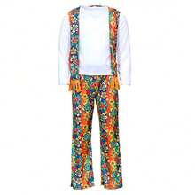 Disfraz retro hippie para niños, conjunto de baile moderno de fibra de poliéster, propósito especial único - Multicolor - Ver 9