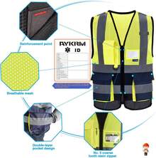 Pink Reflective Safety Vest For Women, Working Safety Gear With Strips, High Visibility Work Vest For Construction, Medium - 黃海軍網眼 - 查看 5