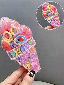 40pcs Floral Print Casual Polyester Elastic Hair Ties, Soft Scrunchies, Bangs & Flyaway Hair Clips - Multicolor - View 7