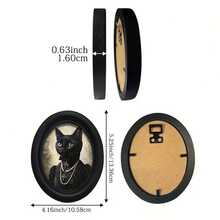 Khung ảnh gỗ hình oval phong cách Gothic với họa tiết dơi và cây đào - Tranh treo tường bằng ván sợi đan thủ công, kích thước 4.16x5.25 inch, thích hợp trang trí nhà cửa và văn phòng. - r - Xem 3