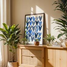 1 Piece, Wall Art, Retro Poster, Minimalist Pattern Art Print, Blue Heart Canvas Painting, Bedroom Hallway Decoration, Living Room Aesthetic Design, Gift For A Friend, Housewarming Gift, Frame Not Included. - A - View 2