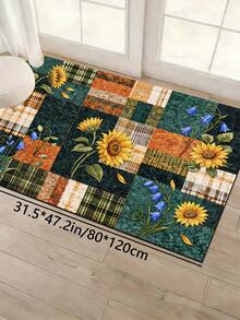 1 pieza Alfombra de baño con estampado floral multicolor, diseño fresco de girasol, respaldo de goma antideslizante, absorbente y antideslizante, decoración del hogar, alfombra de cocina, apta para baño, cocina y entrada - Multicolor - Ver 14