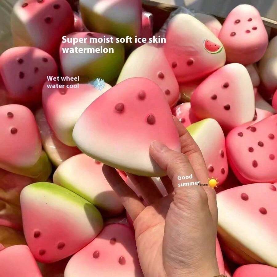 Đồ chơi bóng giảm căng thẳng hình dưa hấu FunSquish chân thực, đàn hồi chậm - Đồ chơi bóp dễ thương giúp giảm căng thẳng và lo âu, đồ chơi trái cây mềm mại dễ bóp, lý tưởng để thư giãn tại văn phòng, nhà và các bữa tiệc, món quà giảm căng thẳng cho thanh thiếu niên và người lớn.