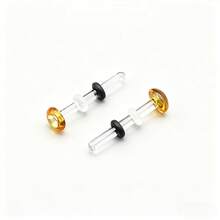 1 Cặp khuyên tai và ống nong tai bằng thủy tinh màu hổ phách có vòng silicon, kiểu loe đơn 14G, độ dày 1.6mm-16mm, thẳng, trong suốt, dạng thanh tạ, dùng để nong tai, thích hợp cho da mới nong và da nhạy cảm. - Tai nghe chụp tai bằng kính màu hổ phách - Xem 8