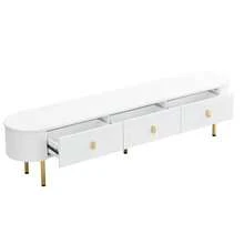 Luxury Lightweight TV Unit And Coffee Table Set For Living Room, With Drawers And Rounded Corners. - 白色 - 查看 8