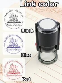 Custom Library Book Stamp Self Inking,Personalized From The Library Of Name Stamp With Vintage Floral Minimalist Style, Customized Text Book Lover Mark For Reading Journal Office Desk Scene, Personalized Stamp,2 Stamp Designs,Customizable Unique Gift - Style F - View 8